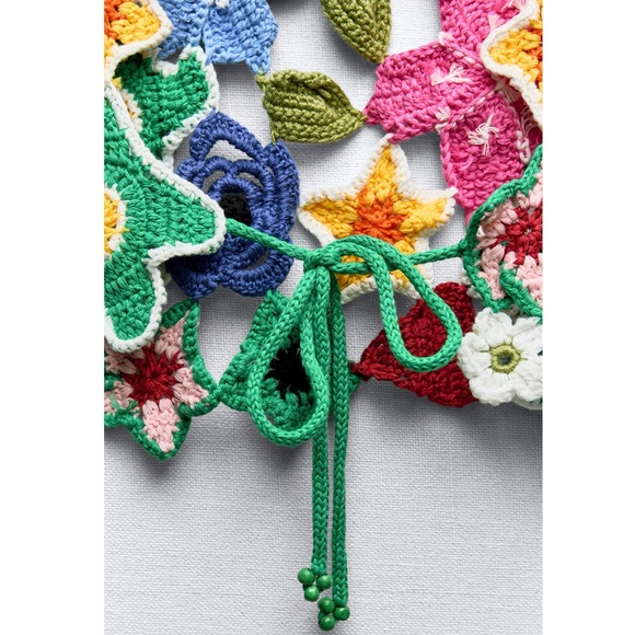 Zara FLORAL CROCHET CROP TOP - Picture 5 of 9